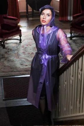 Authentic 1940s & 50s Style "Vintage Rain Mac & Headscarf/Bonnet" in Lilac Semi Trasparent by Elements Rainwear