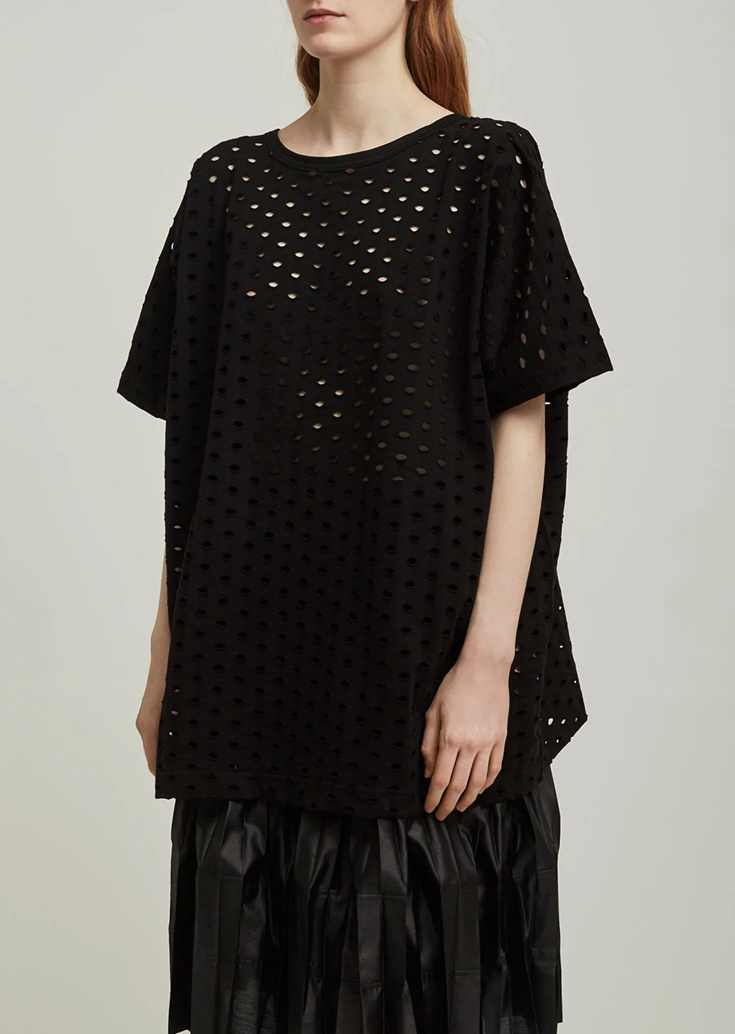 Cotton Acrylic Eyelet Jersey Tee