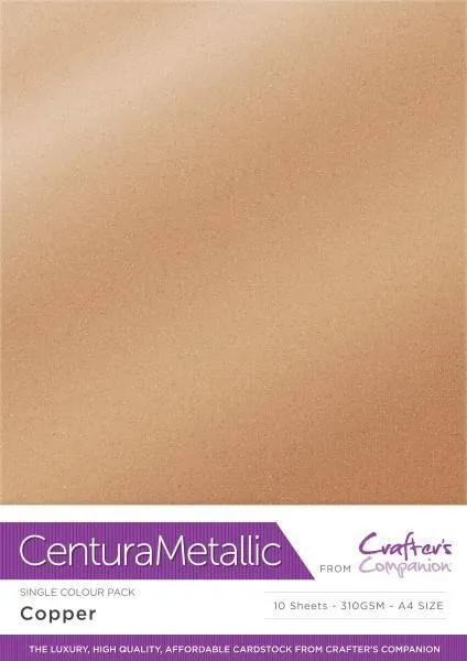 Crafter's Companion Centura Pearl Metallic A4 Single Colour 10 Sheet Pack - Copper