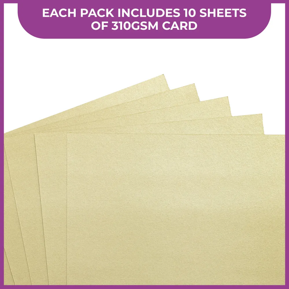 Crafter's Companion Centura Pearl Metallic A4 Single Colour 10 Sheet Pack - Green Gold