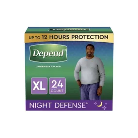 Depend Night Defense Adult Incontinence Underwear for Men, Night Defense, X-Large, 24 Ct in total (2 Pack)