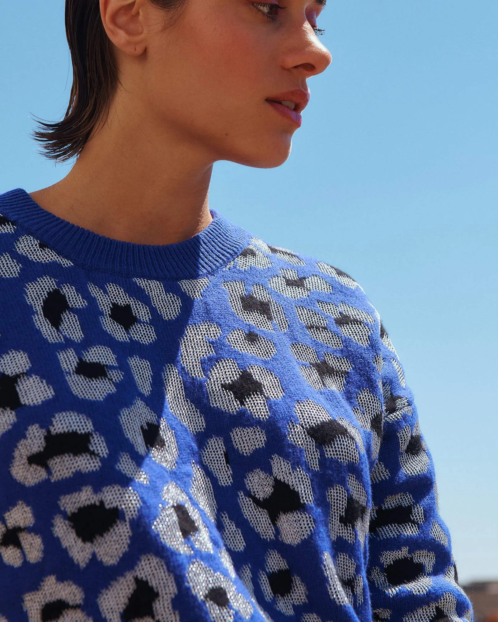 Felice Pull Bleu Roi Argent