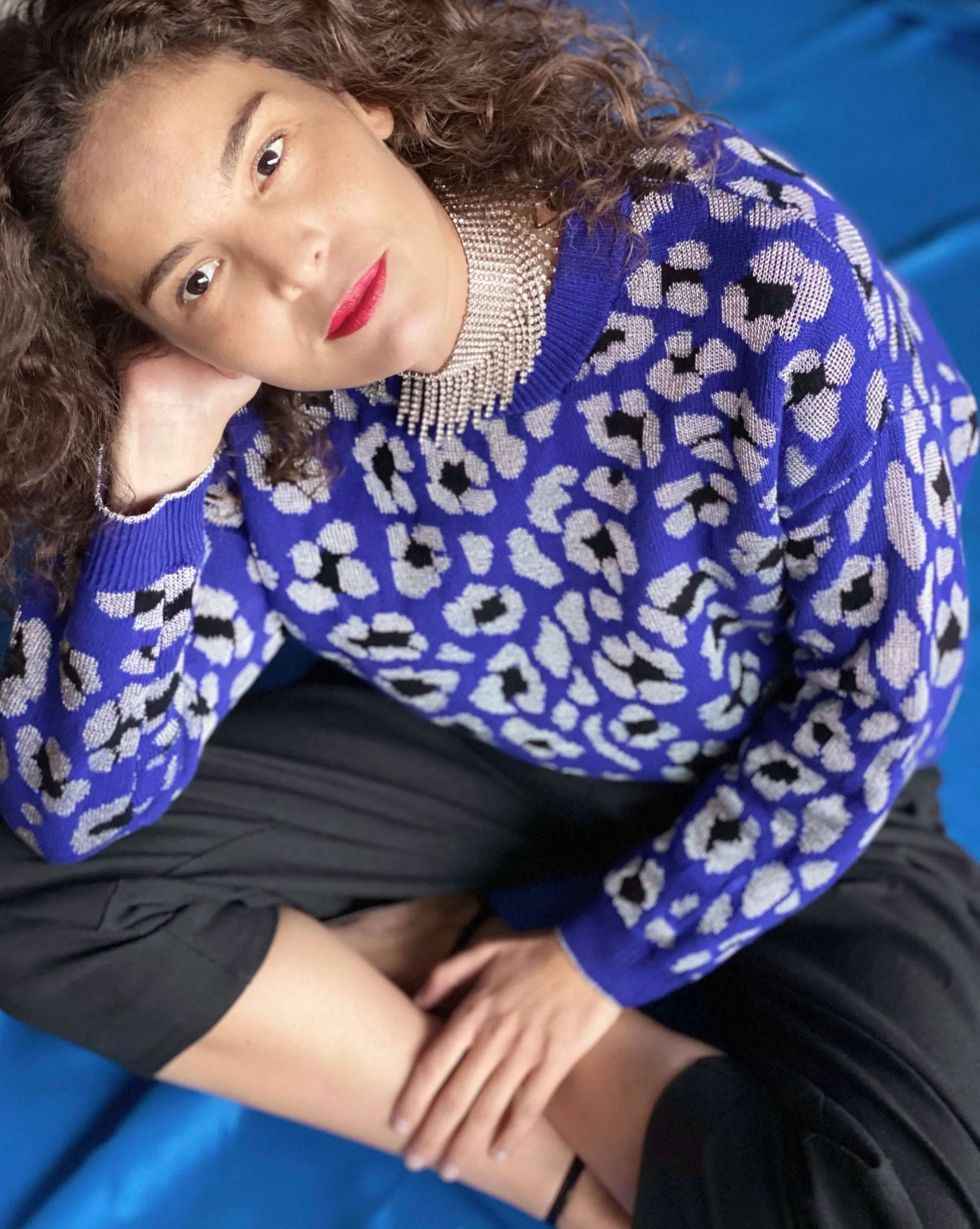Felice Pull Bleu Roi Argent