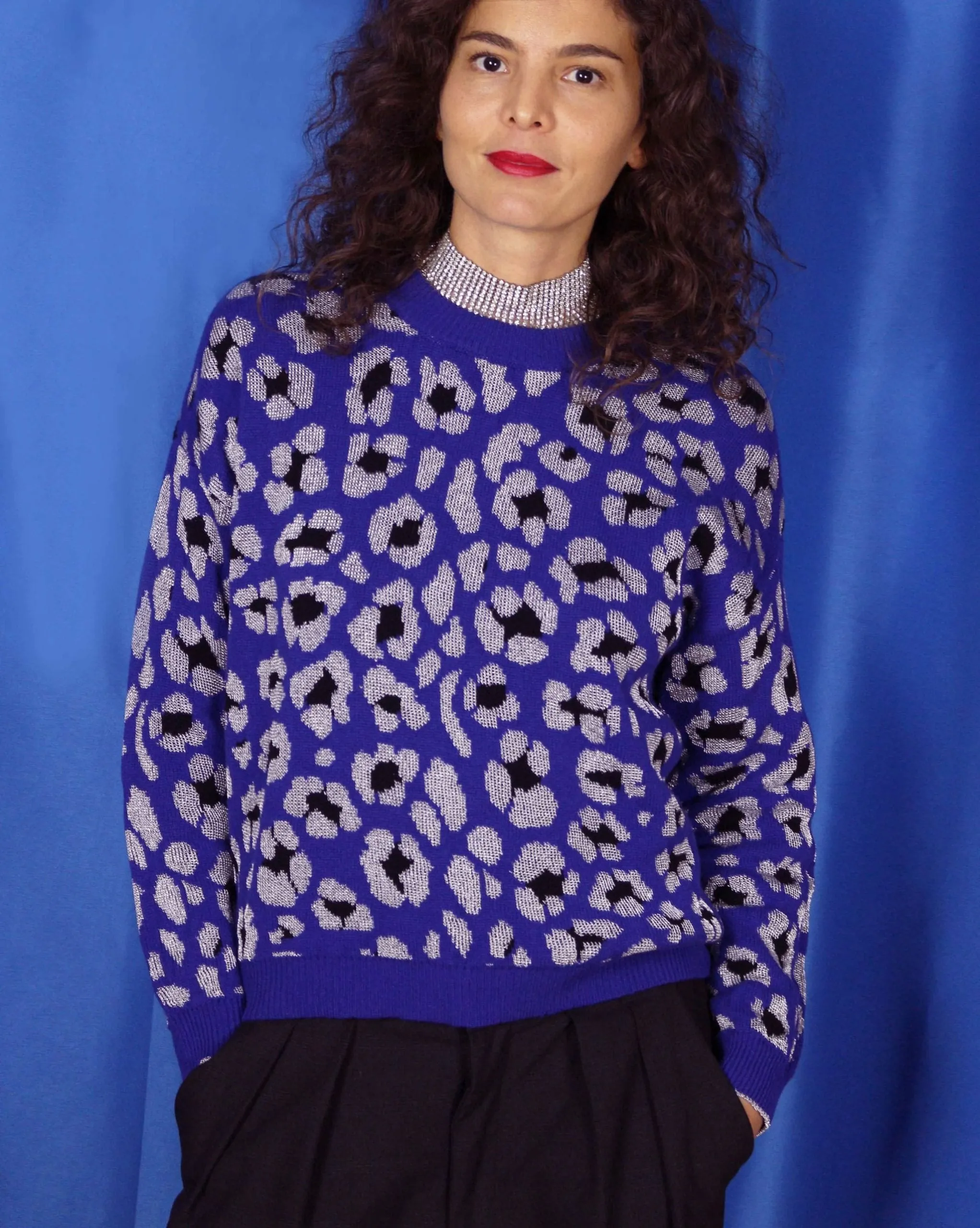 Felice Pull Bleu Roi Argent