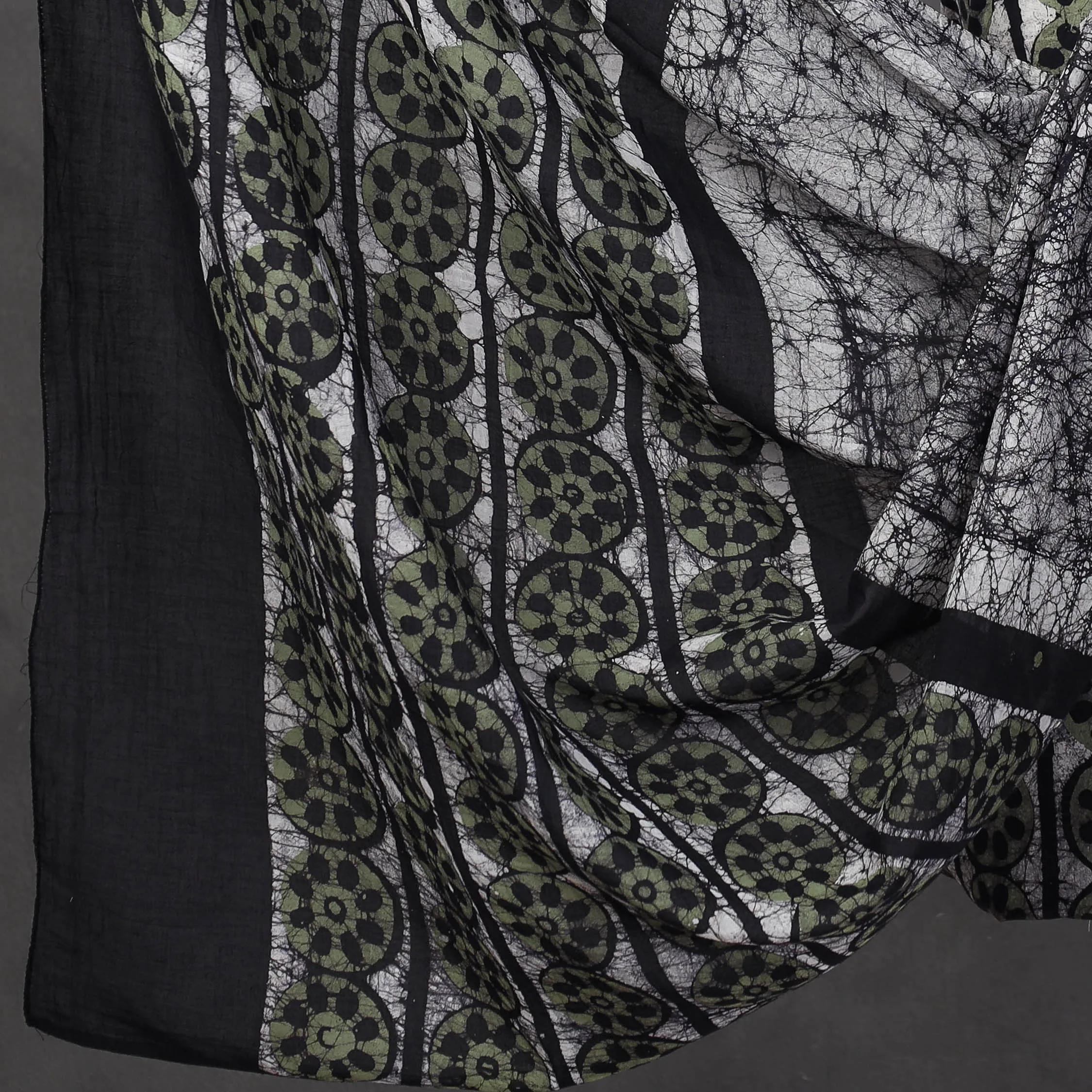 Green - 3pc Kutch Batik Printing Cotton Suit Material Set