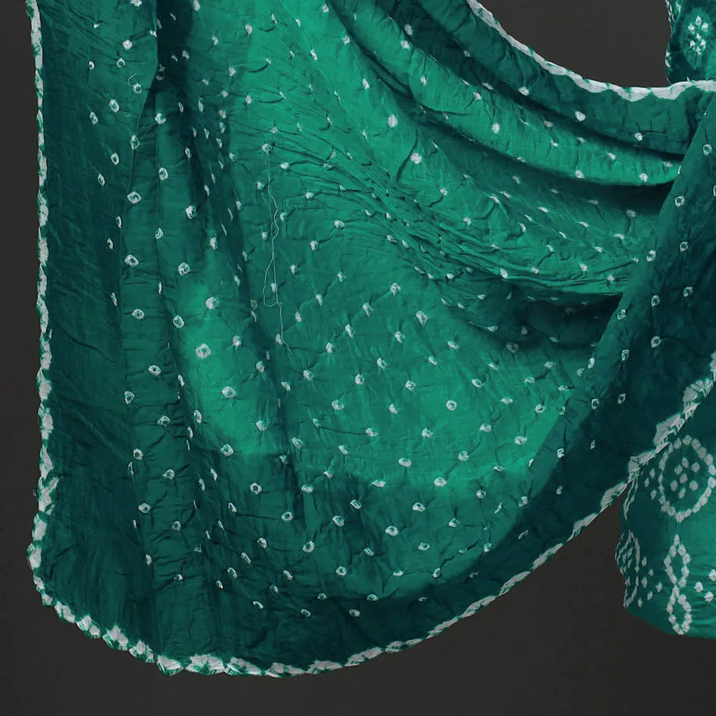 Green - 3pc Kutch Tie-Dye Satin Cotton Bandhani Dress Material 95