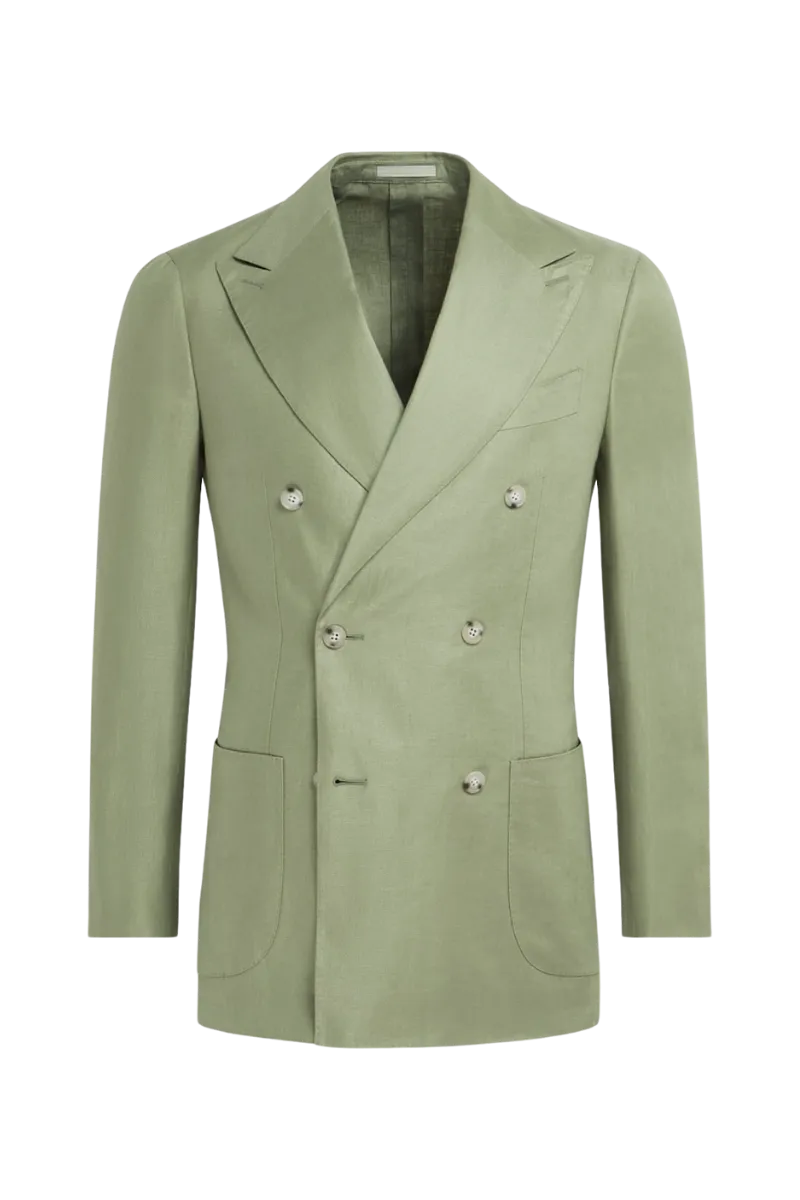 Green Wool Double Breasted 2-Piece Suit