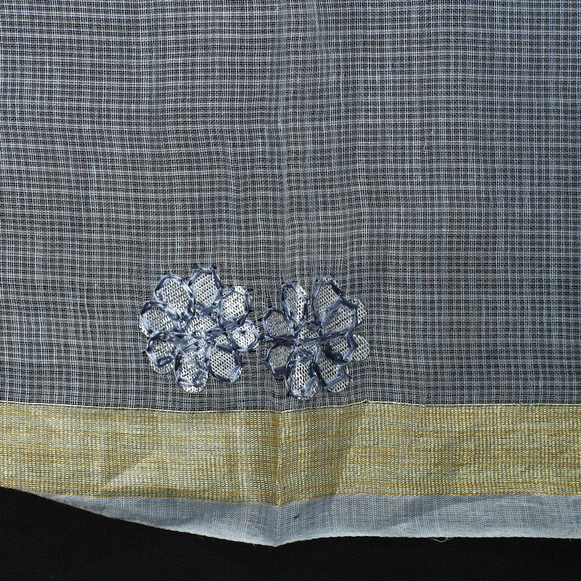 Grey - 3pc Kota Doria Cotton Gota Patti Work Suit Material Set 04