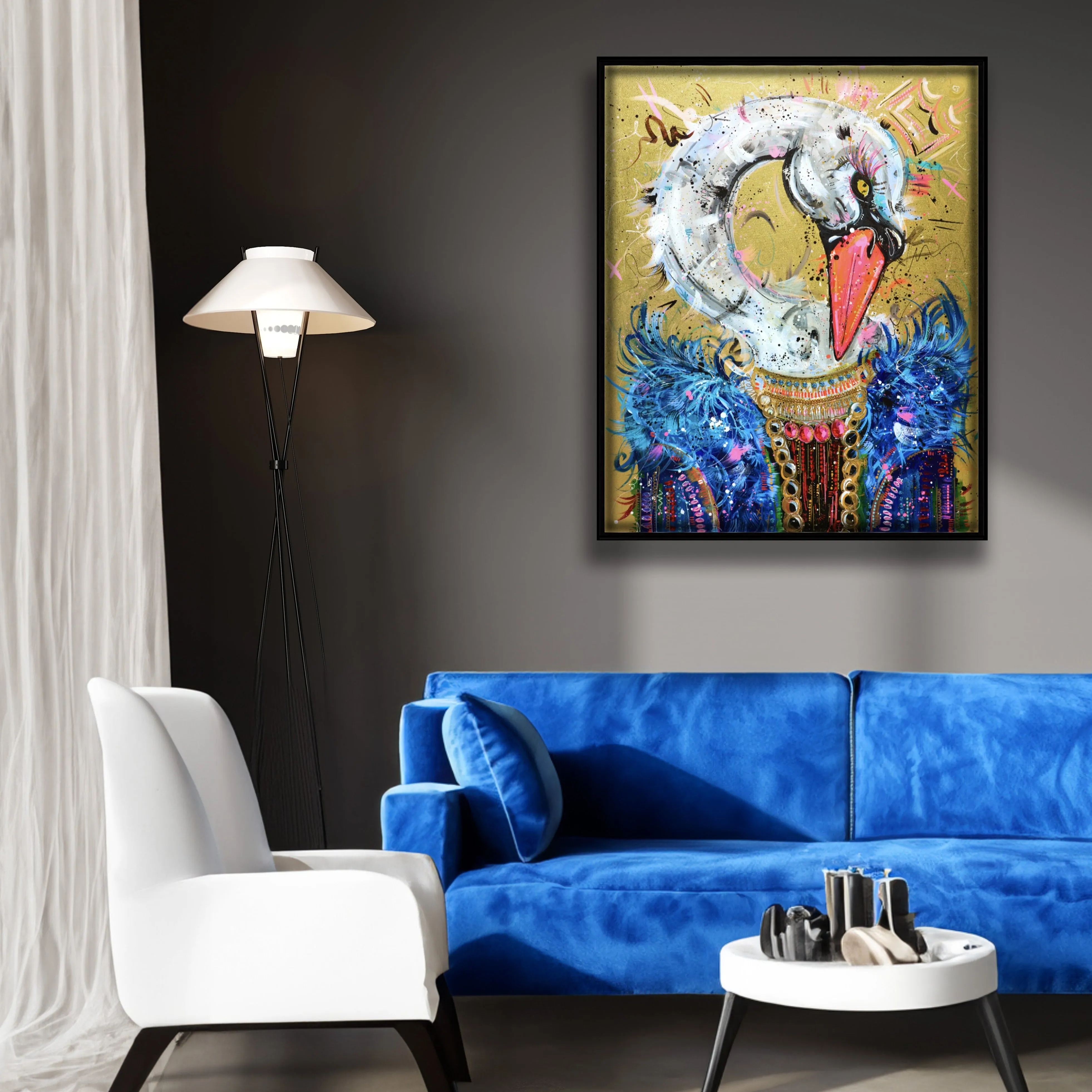 Hand Embellished Metallic Stella the Swan