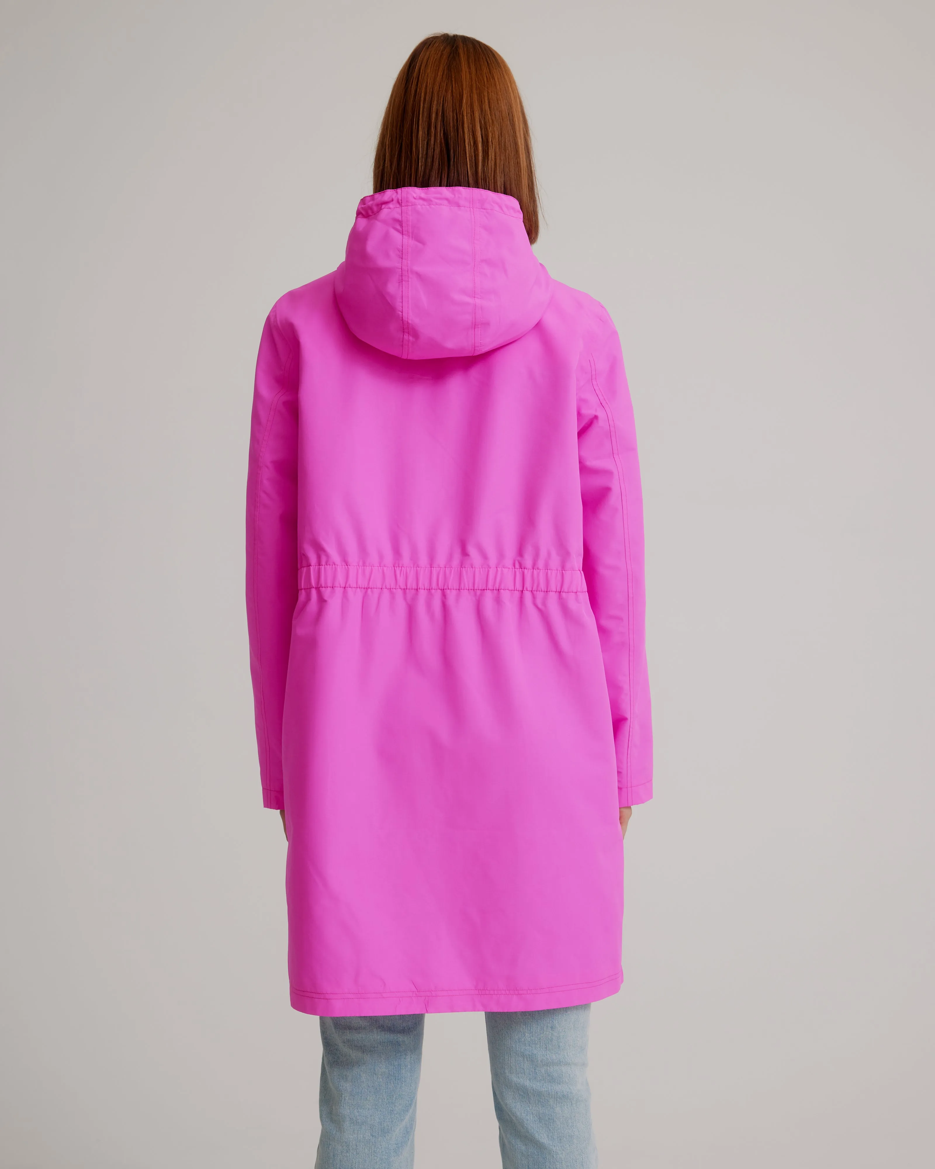 Hooded Magic Print Raincoat W/ Adjustable Waist At Back & Zipper Pockets