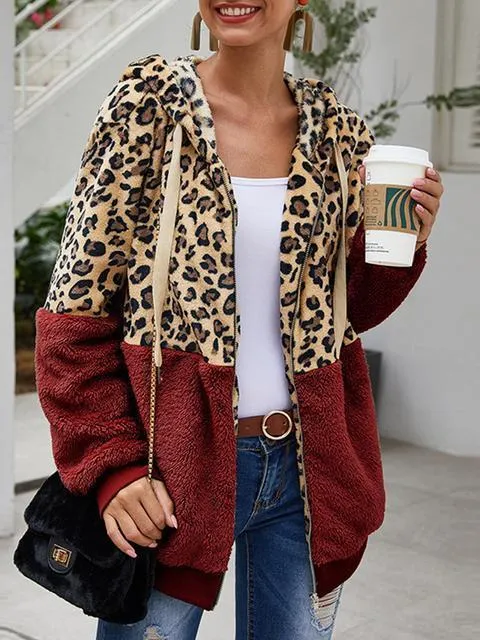 Leopard Print Hooded Plush Coat(Buy 2 Get Free Shipping)