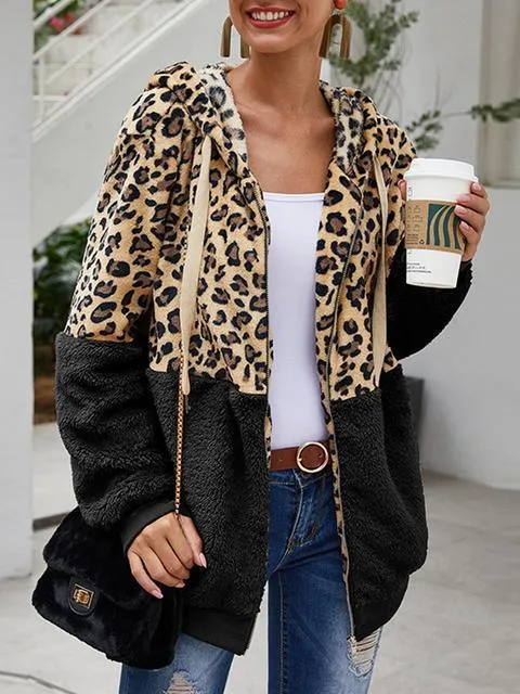 Leopard Print Hooded Plush Coat(Buy 2 Get Free Shipping)