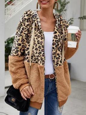 Leopard Print Hooded Plush Coat(Buy 2 Get Free Shipping)