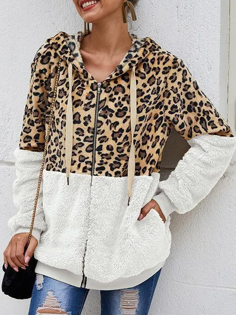 Leopard Print Hooded Plush Coat(Buy 2 Get Free Shipping)