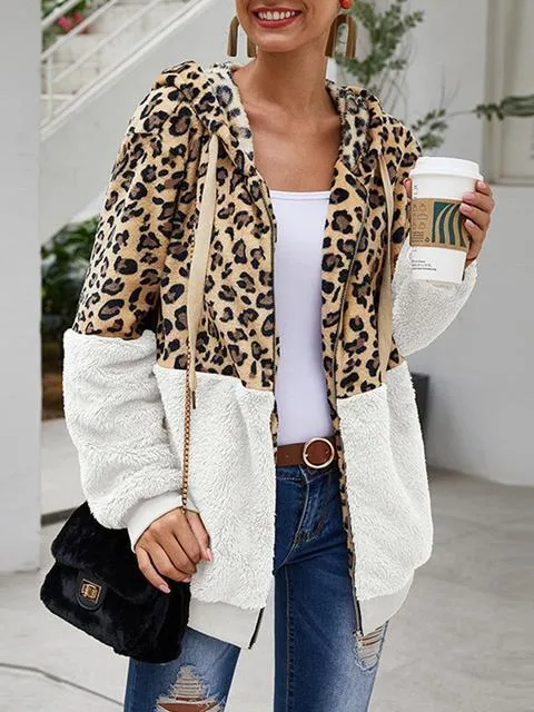 Leopard Print Hooded Plush Coat(Buy 2 Get Free Shipping)