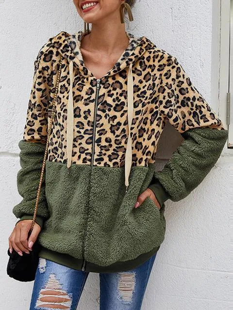 Leopard Print Hooded Plush Coat(Buy 2 Get Free Shipping)