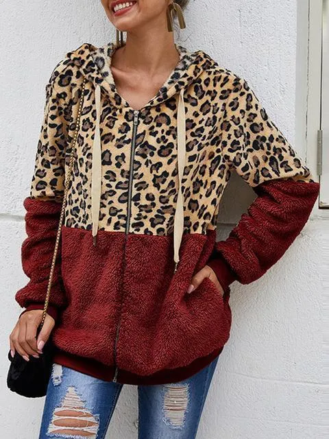Leopard Print Hooded Plush Coat(Buy 2 Get Free Shipping)