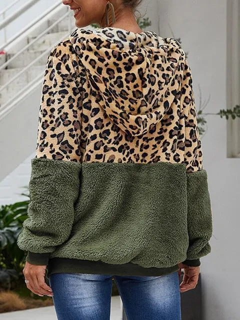 Leopard Print Hooded Plush Coat(Buy 2 Get Free Shipping)