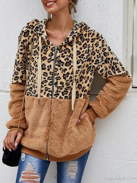 Leopard Print Hooded Plush Coat(Buy 2 Get Free Shipping)