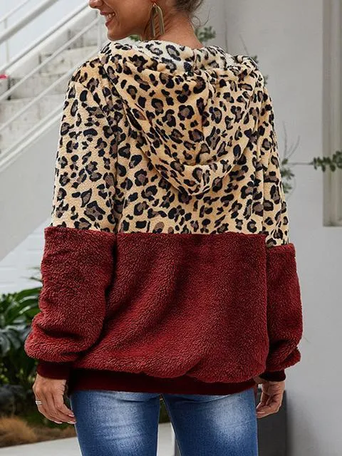 Leopard Print Hooded Plush Coat(Buy 2 Get Free Shipping)