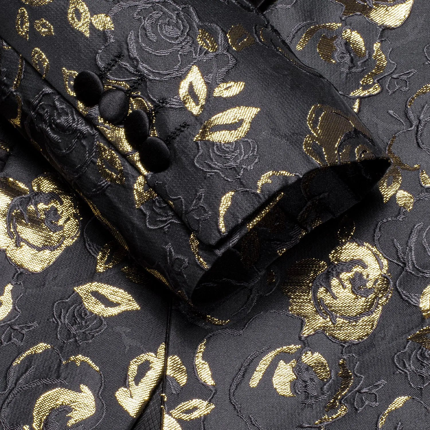 Luxury Black Golden Rose Floral Men's Suit Set
