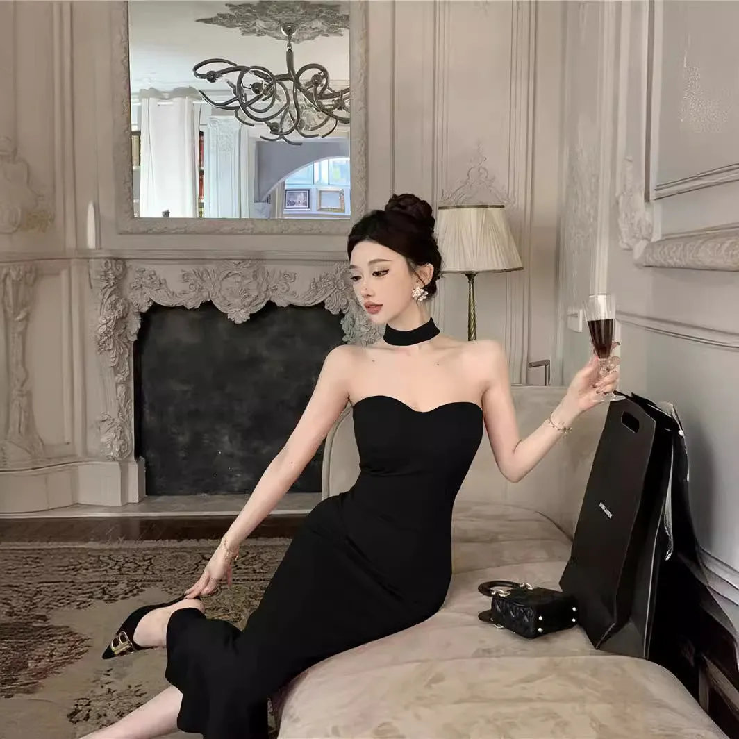 Marrlve avant garde dress to impress French Style Sexy Royal Lady Style Elegant Lady Sexy Tube Top Dress Tight Waist Tight Fishtail Sheath Dress