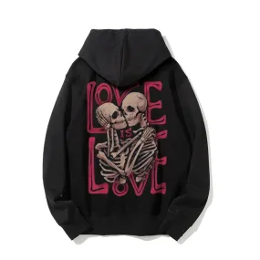 Mens Love Is Love Skull Graphic Pullover Hoodies