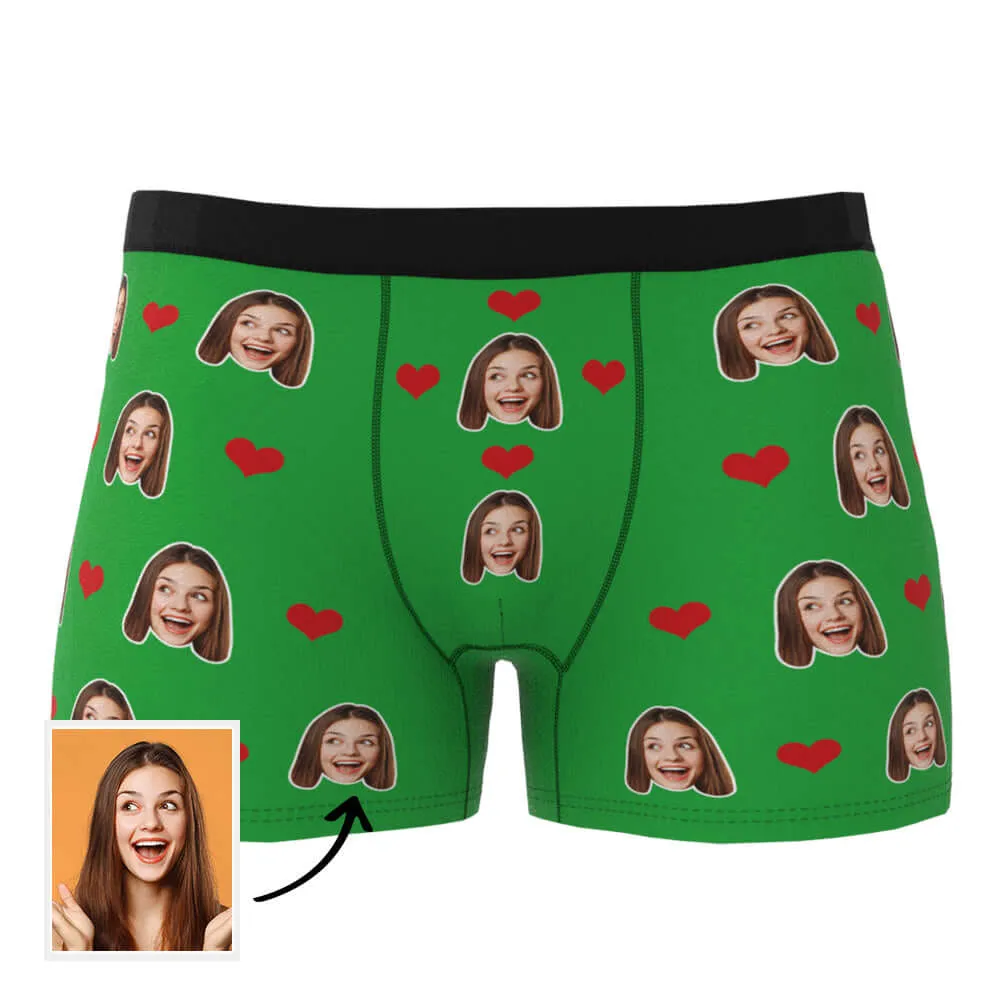 Men's Personalized Custom Photo Heart Face Boxer Briefs
