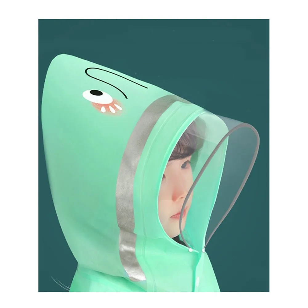 Mint Green Elephant Print Raincoat for Kids and Toddlers
