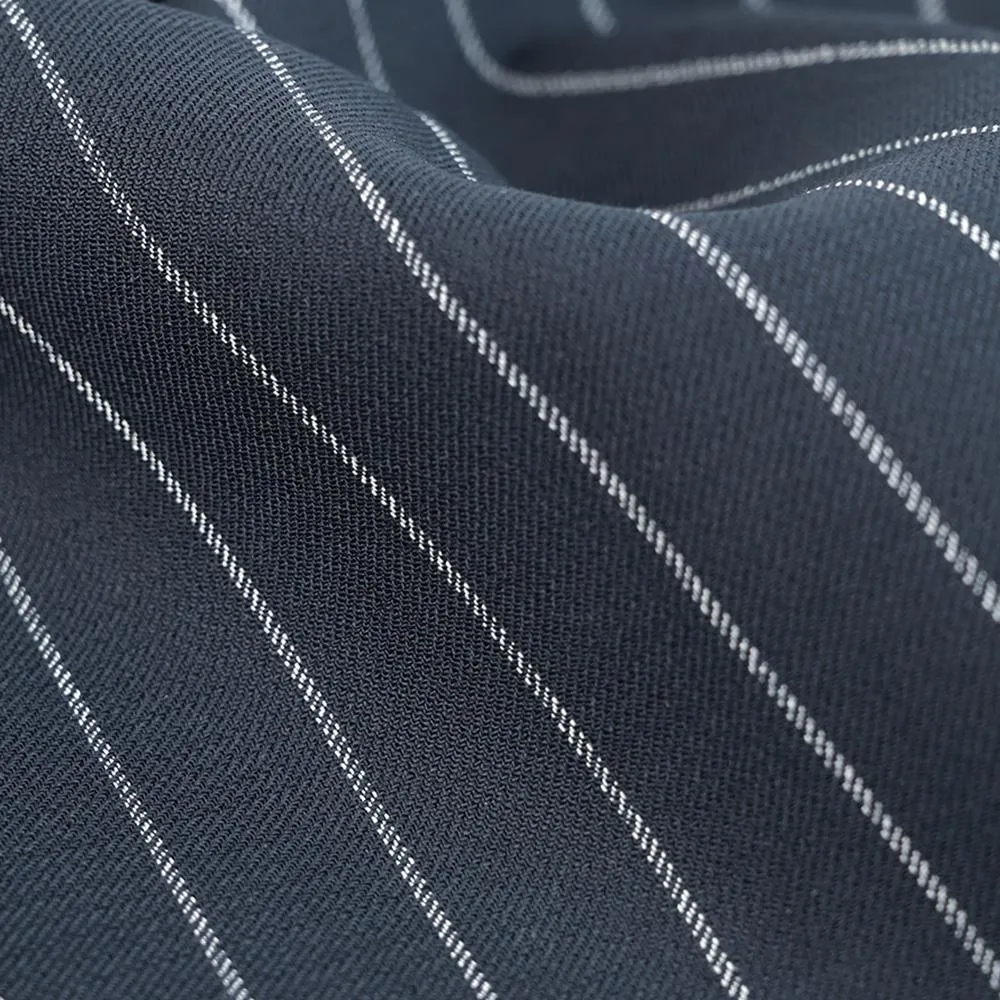 Navy Chalk-stripe Suiting Fabric 2247