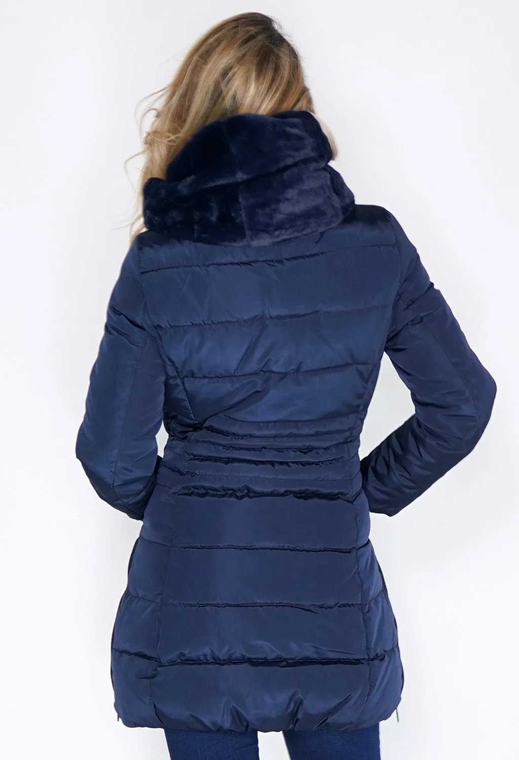 Navy Parka with Fur Lined Hood