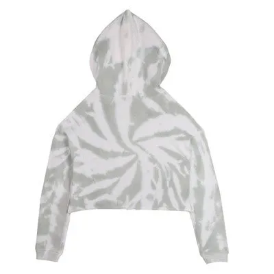 NFL Indianapolis Colts Girls' Gray Tie-Dye Crop Hooded Sweatshirt - L