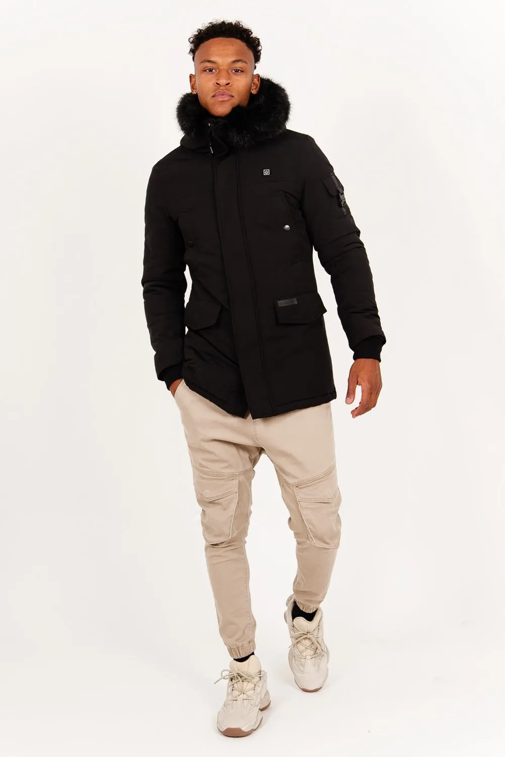 Parka chauffante fourrure noir