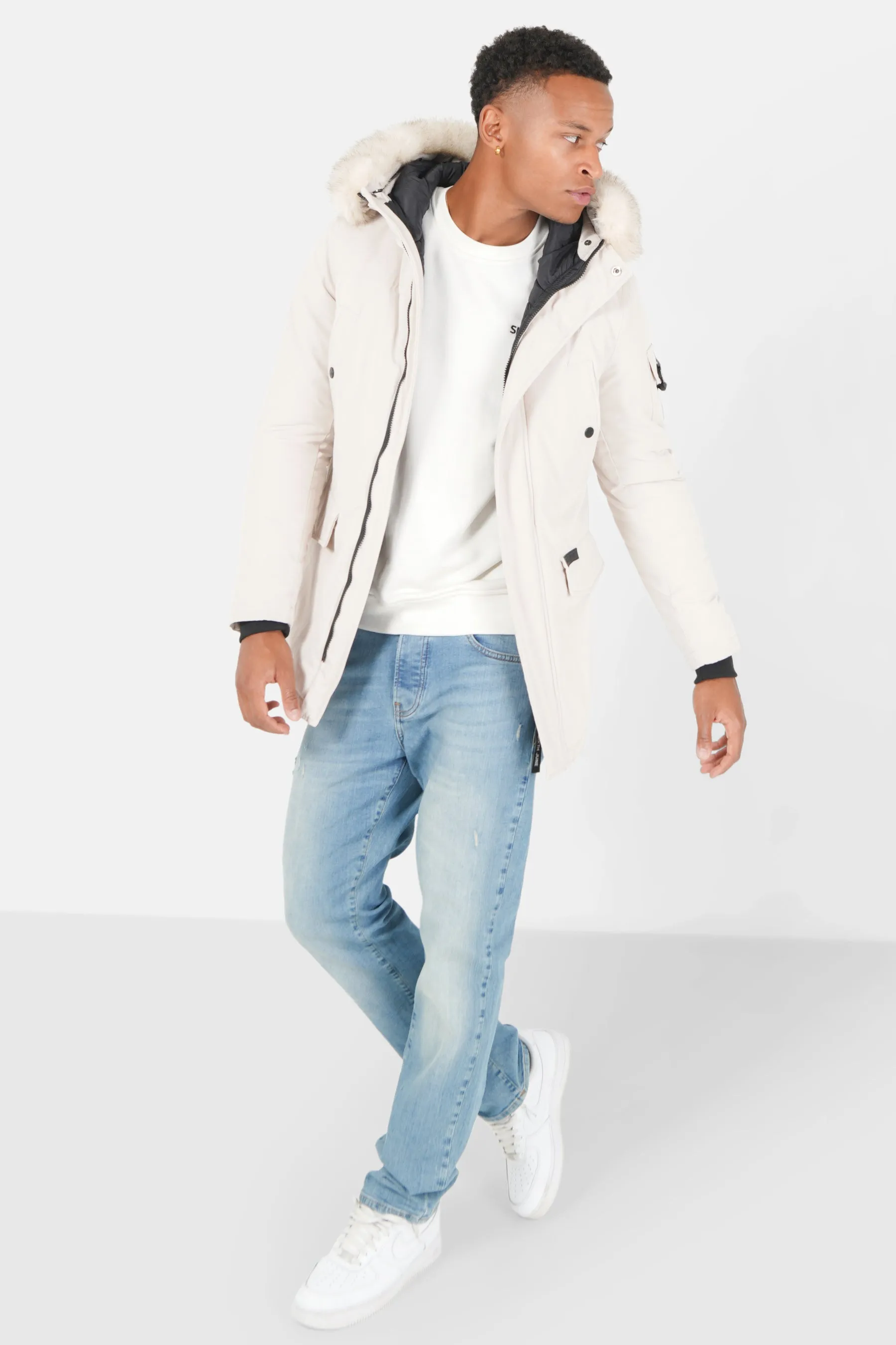 Parka fourrure déperlante Beige clair