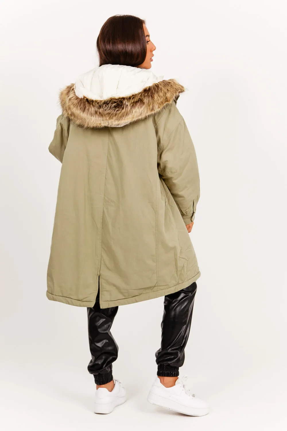 Parka longue oversize kaki