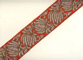 Red Metallic Woven Trim