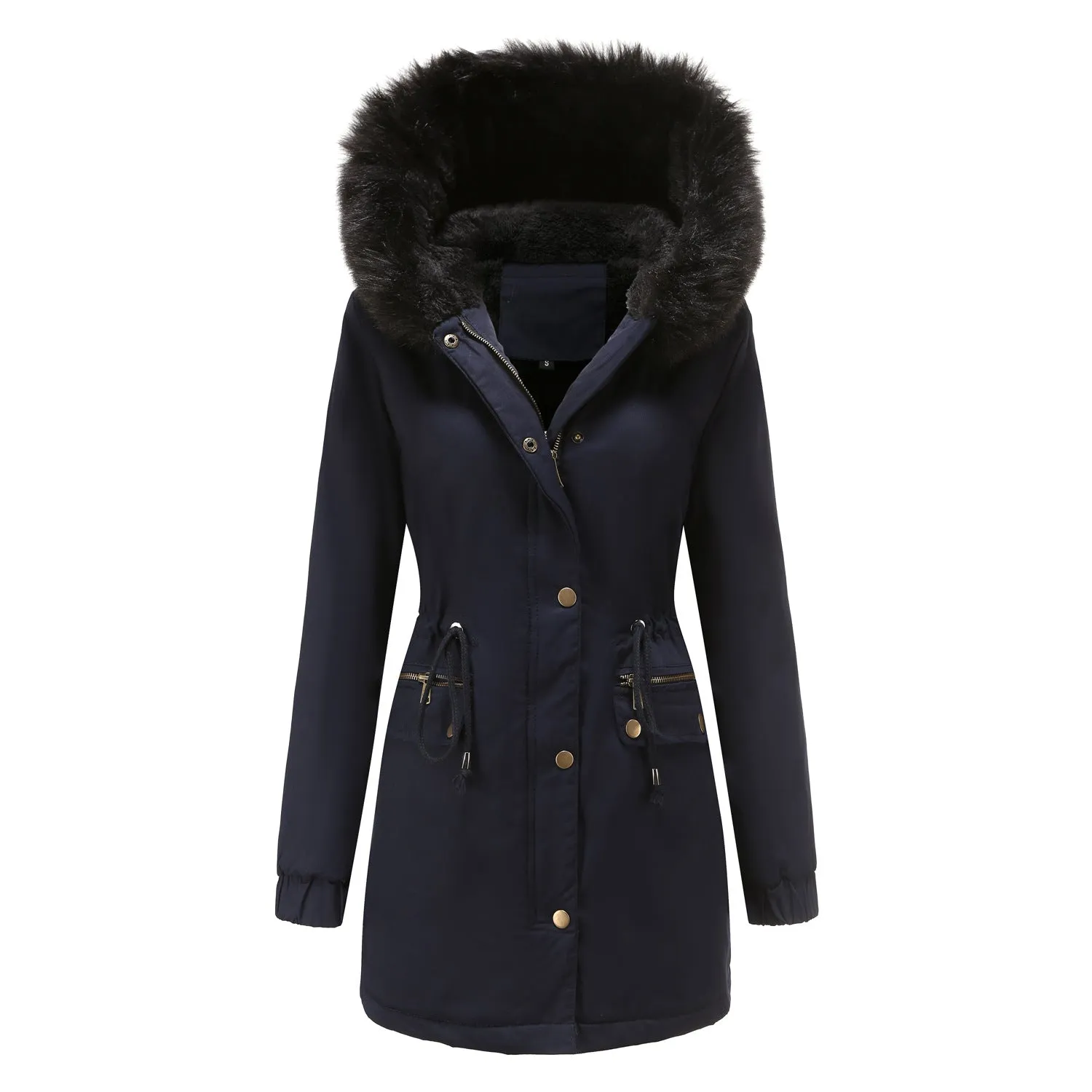 Sara - Manteau Parka Femme Mi-long avec Col en Fourrure Chic