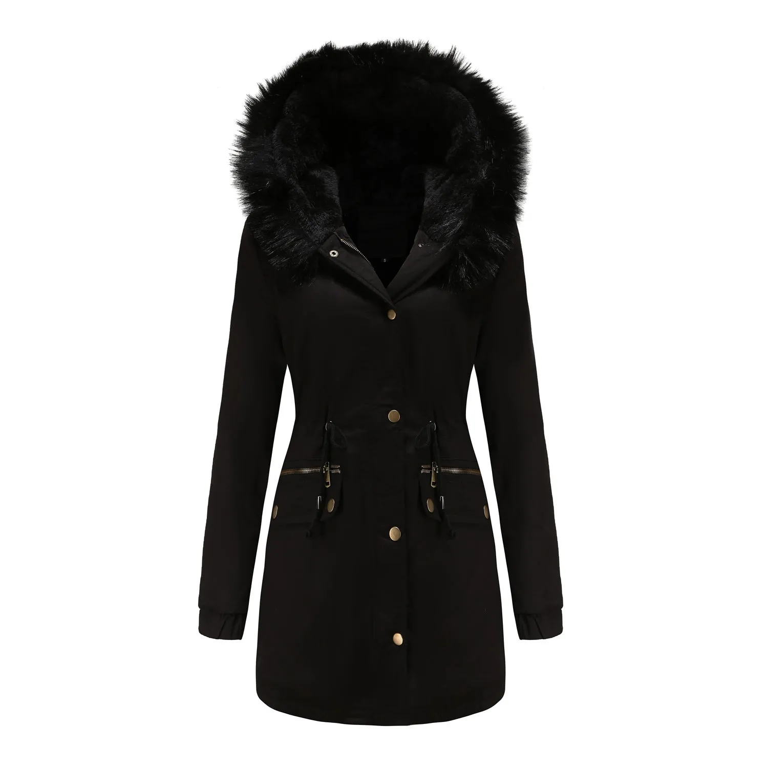 Sara - Manteau Parka Femme Mi-long avec Col en Fourrure Chic