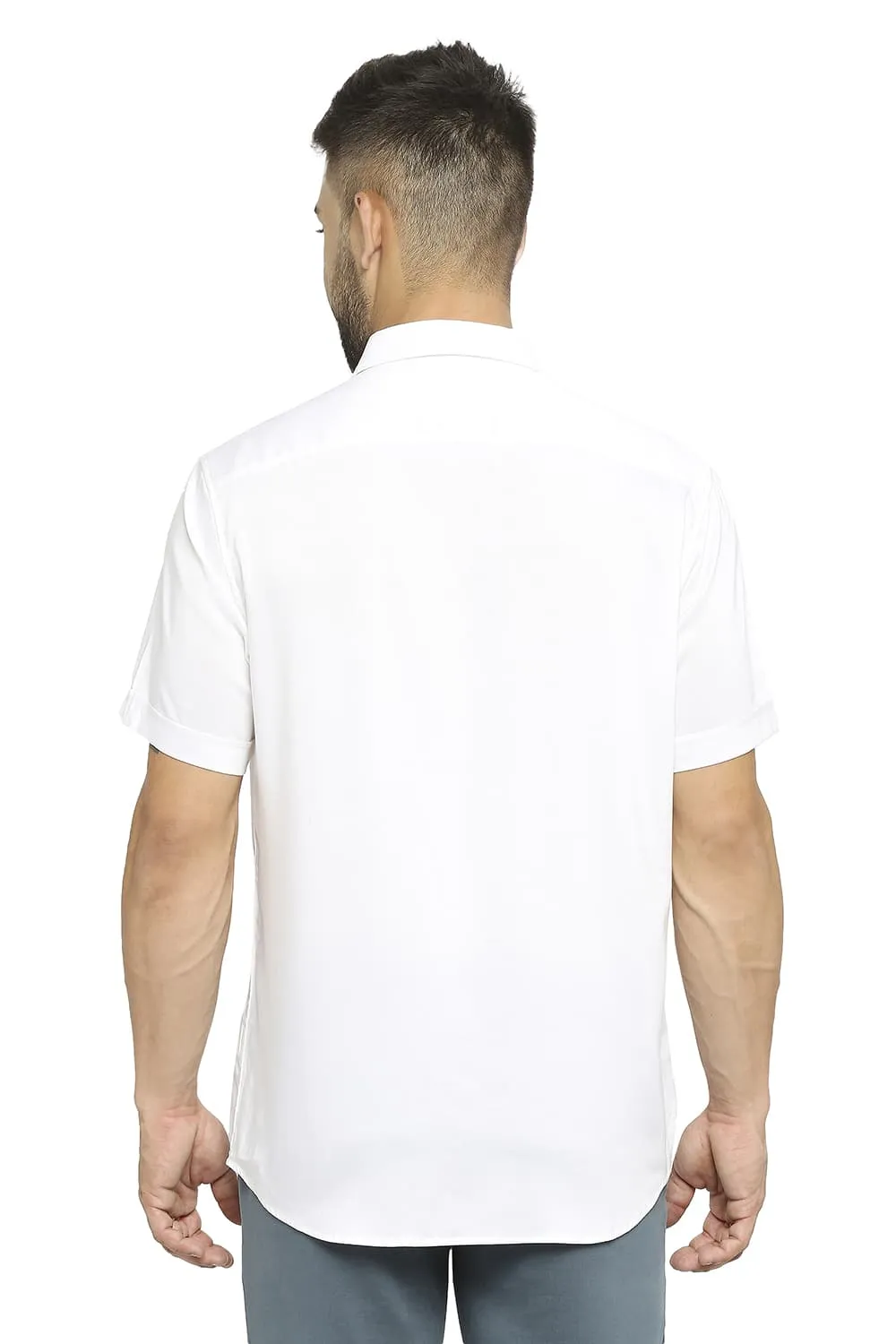 Slim Fit Viscose Polyester Stretch Twill Halfsleeves Shirt