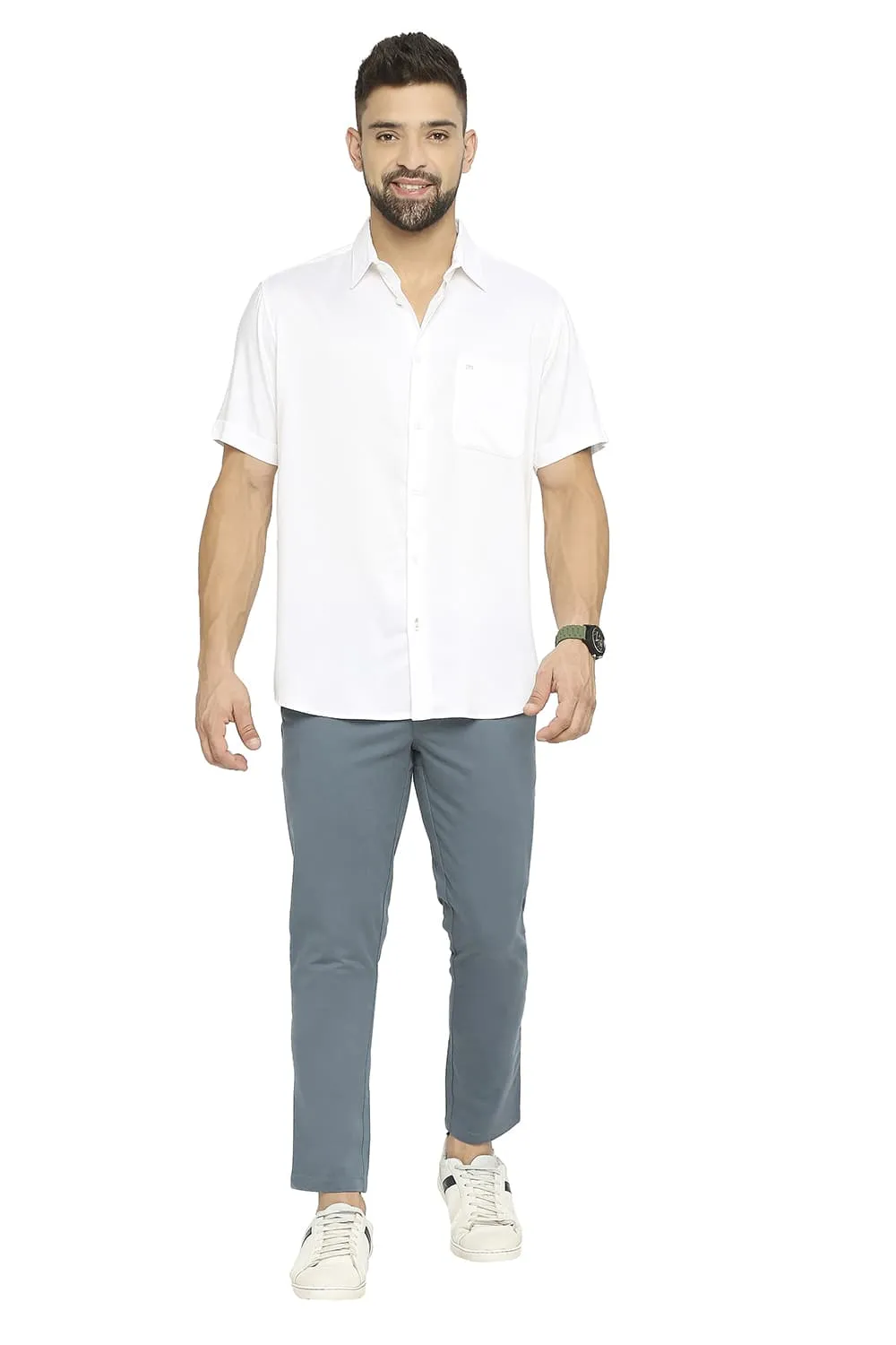 Slim Fit Viscose Polyester Stretch Twill Halfsleeves Shirt