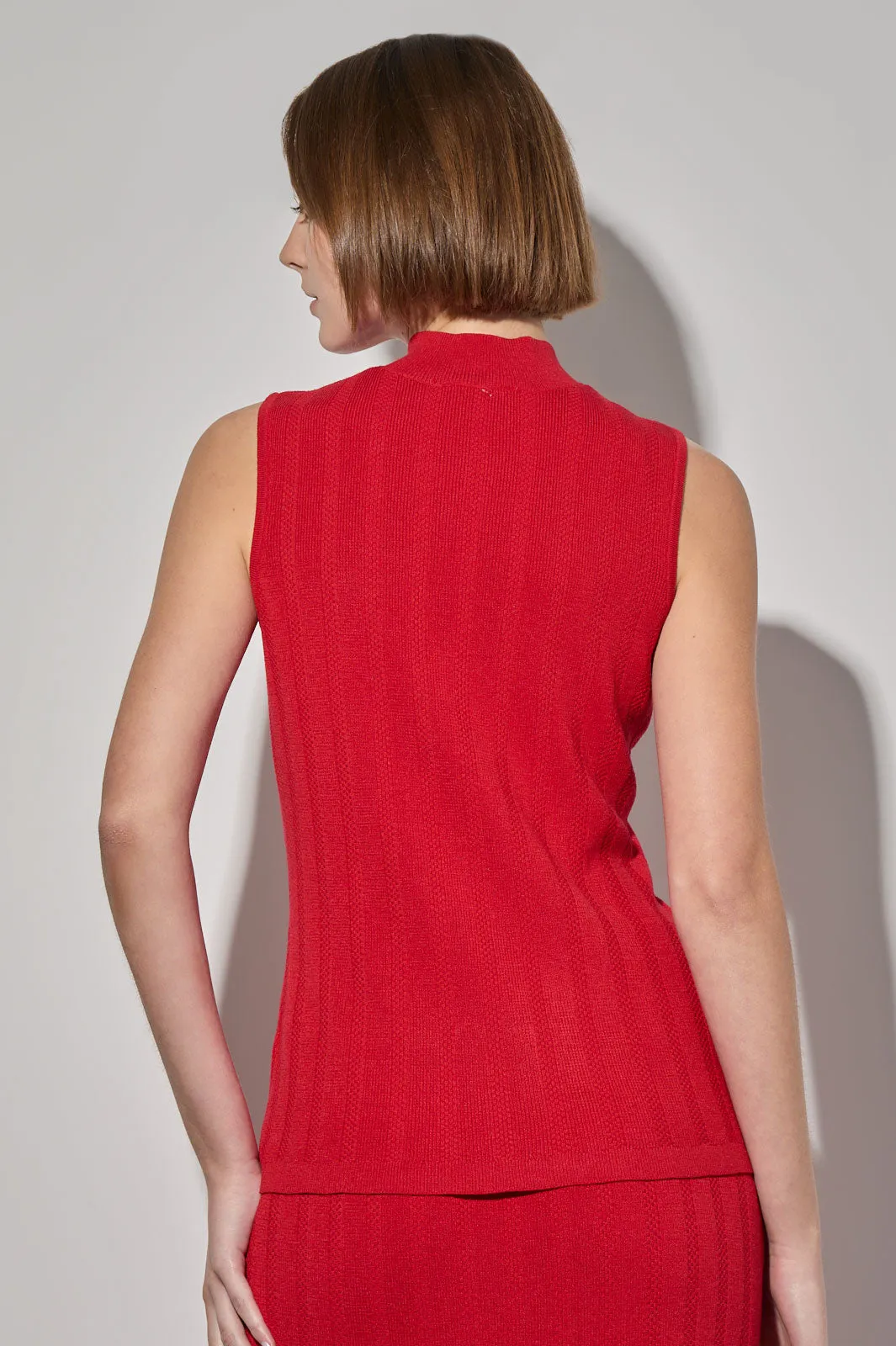 Soft Knit Multi-Stitch Mock Neck Tank