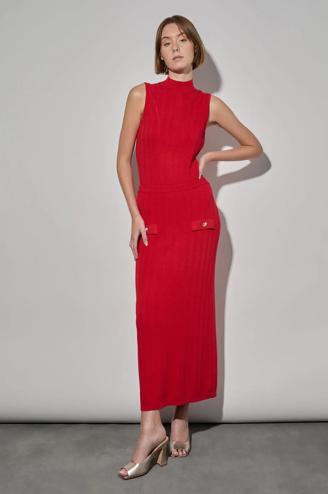Soft Knit Multi-Stitch Mock Neck Tank