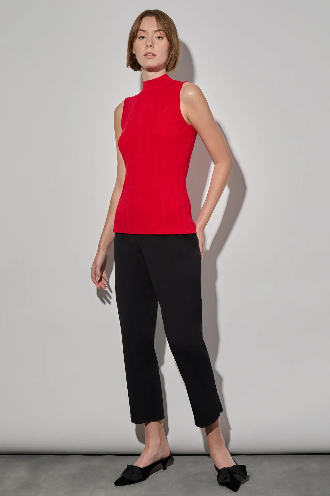 Soft Knit Multi-Stitch Mock Neck Tank