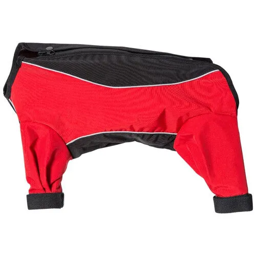 Trespaws Tia Black and Red Dog Raincoat With Legs (XXS)