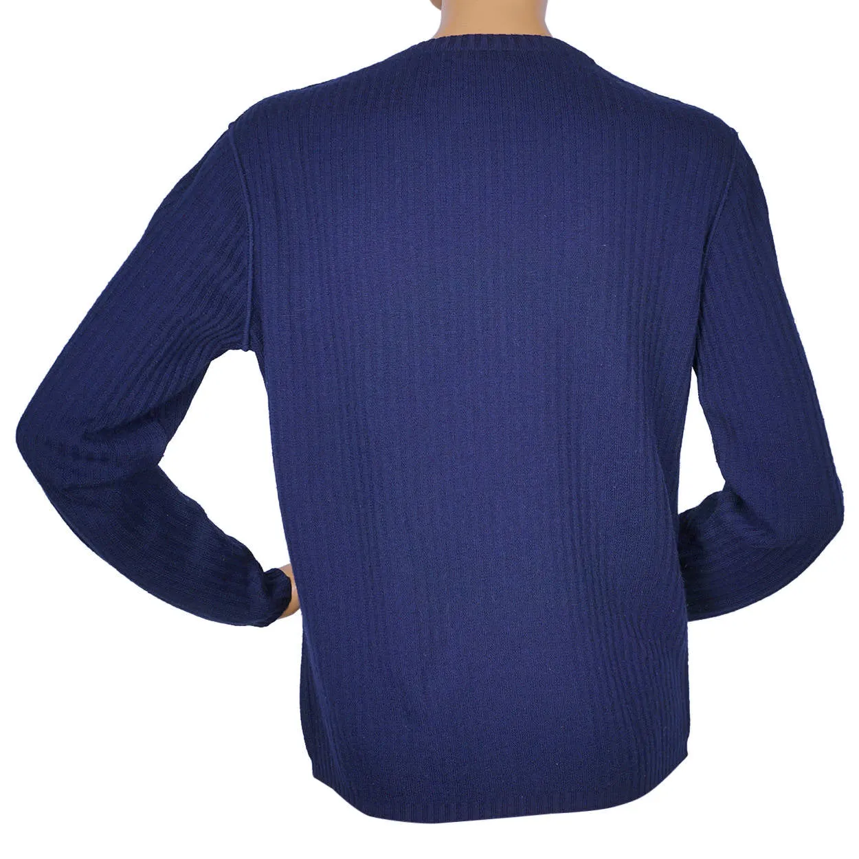 Vintage Courreges Blue Ribbed Knit Sweater 1970s Pullover Wool Blend Ladies M