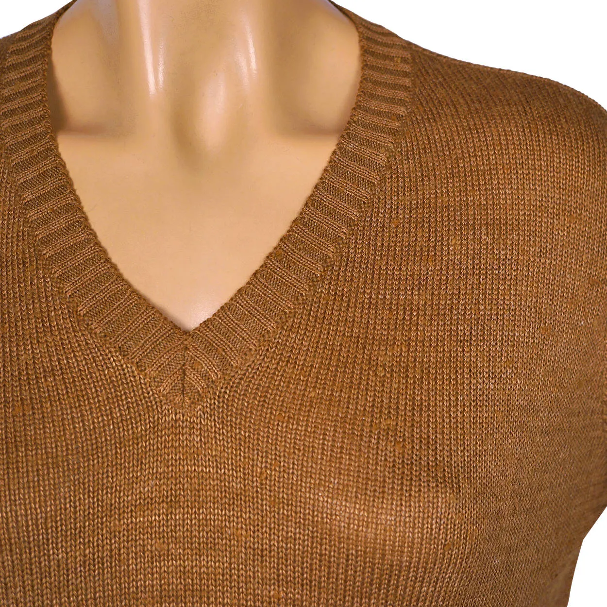 Vintage Courreges Paris Brown Knit Sweater1970s Pullover V Neck Ladies Size M