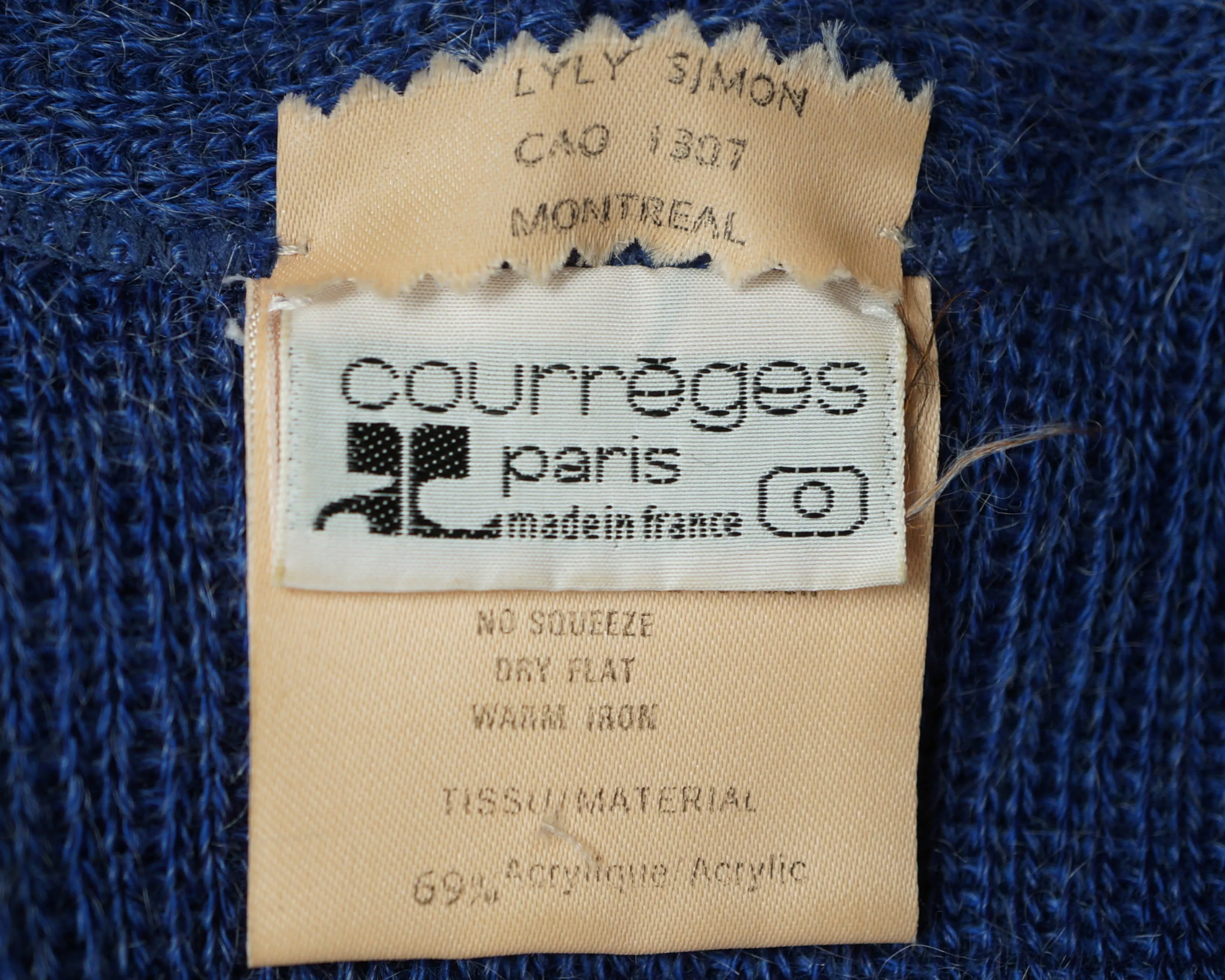 Vintage Courreges Paris Mohair &amp; Acrylic Knit Sweater 1970s Pullover Ladies Sz M