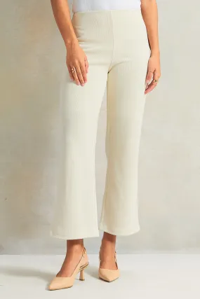 Women Beige Knitted Trousers
