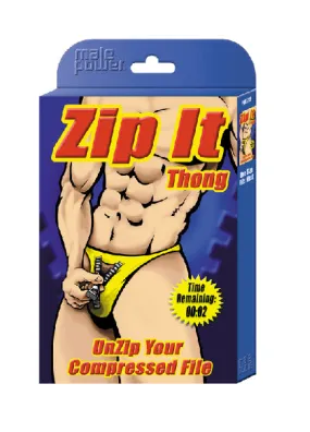 Zip It Thong Novelty Underwear Black